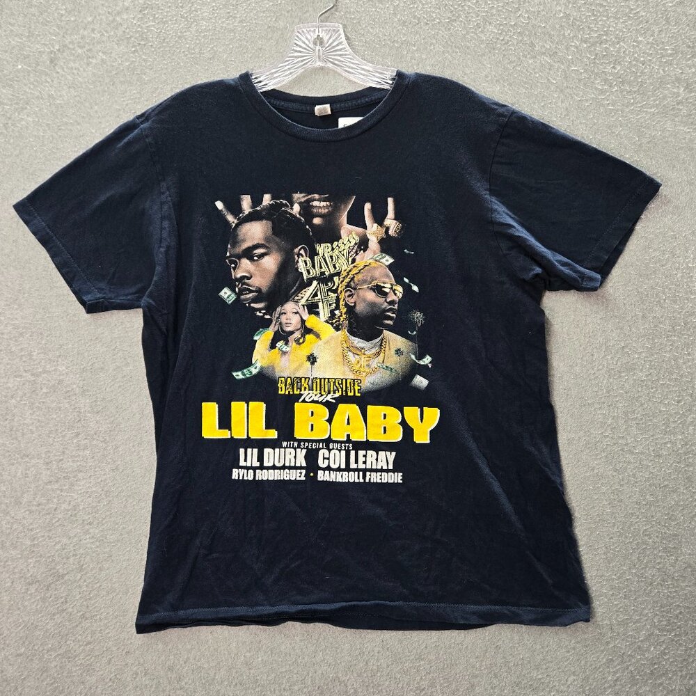 Lil Baby Men Shirt Medium Black Back Outside Tour Concert Music Tee